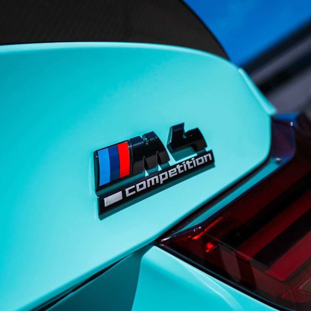 Blue BMW M4 closeup