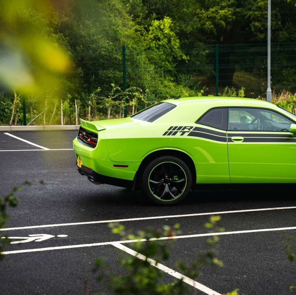 Dodge Challenger on open road