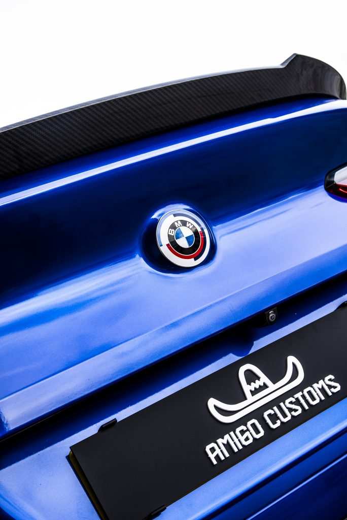 BMW M850i logo closeup