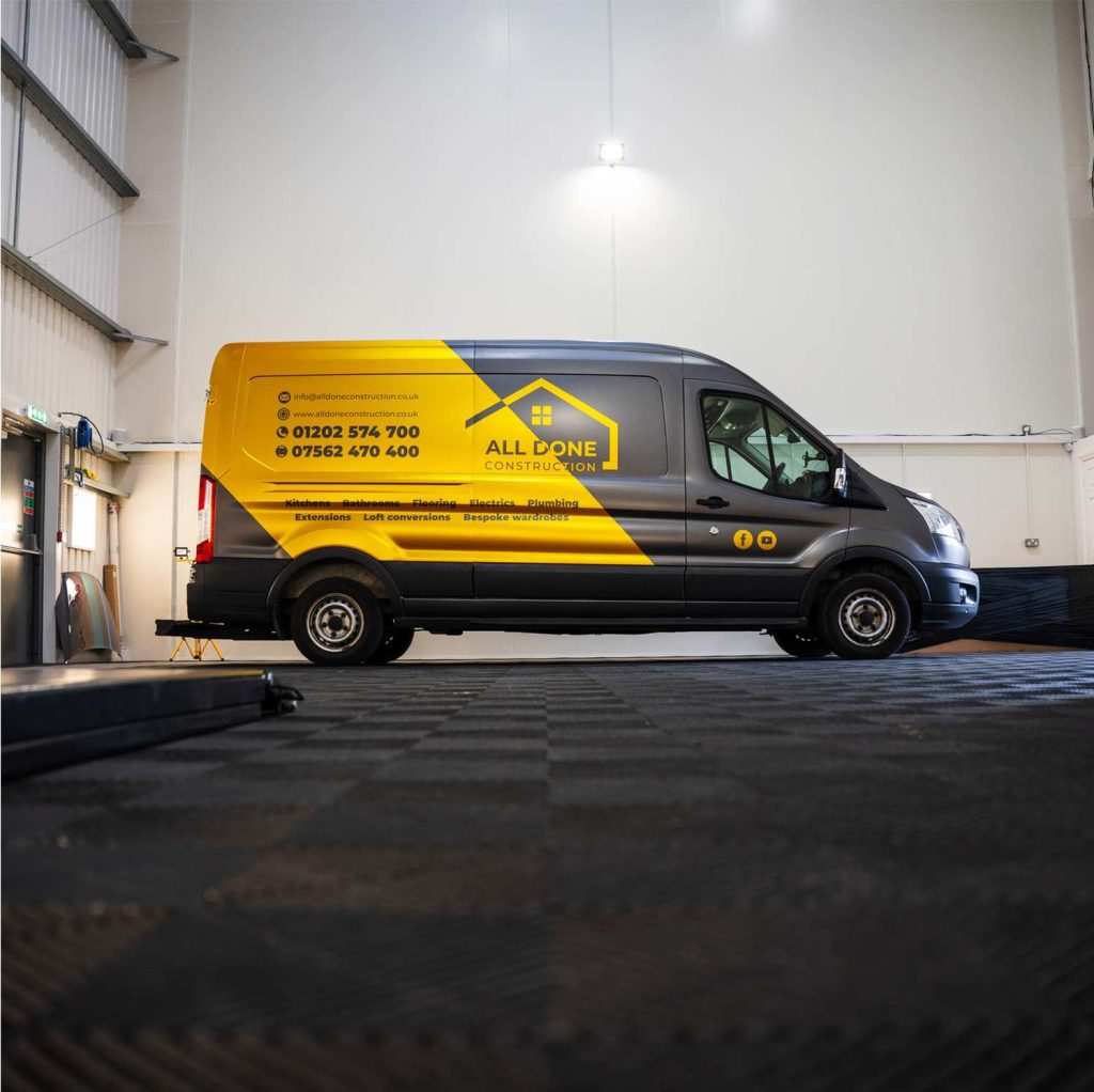 Ford Transit van with All Done Construction branding