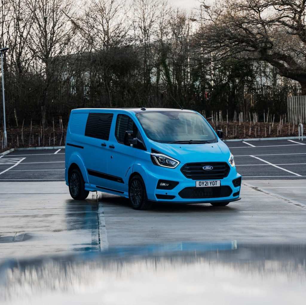 Full view customised blue ford