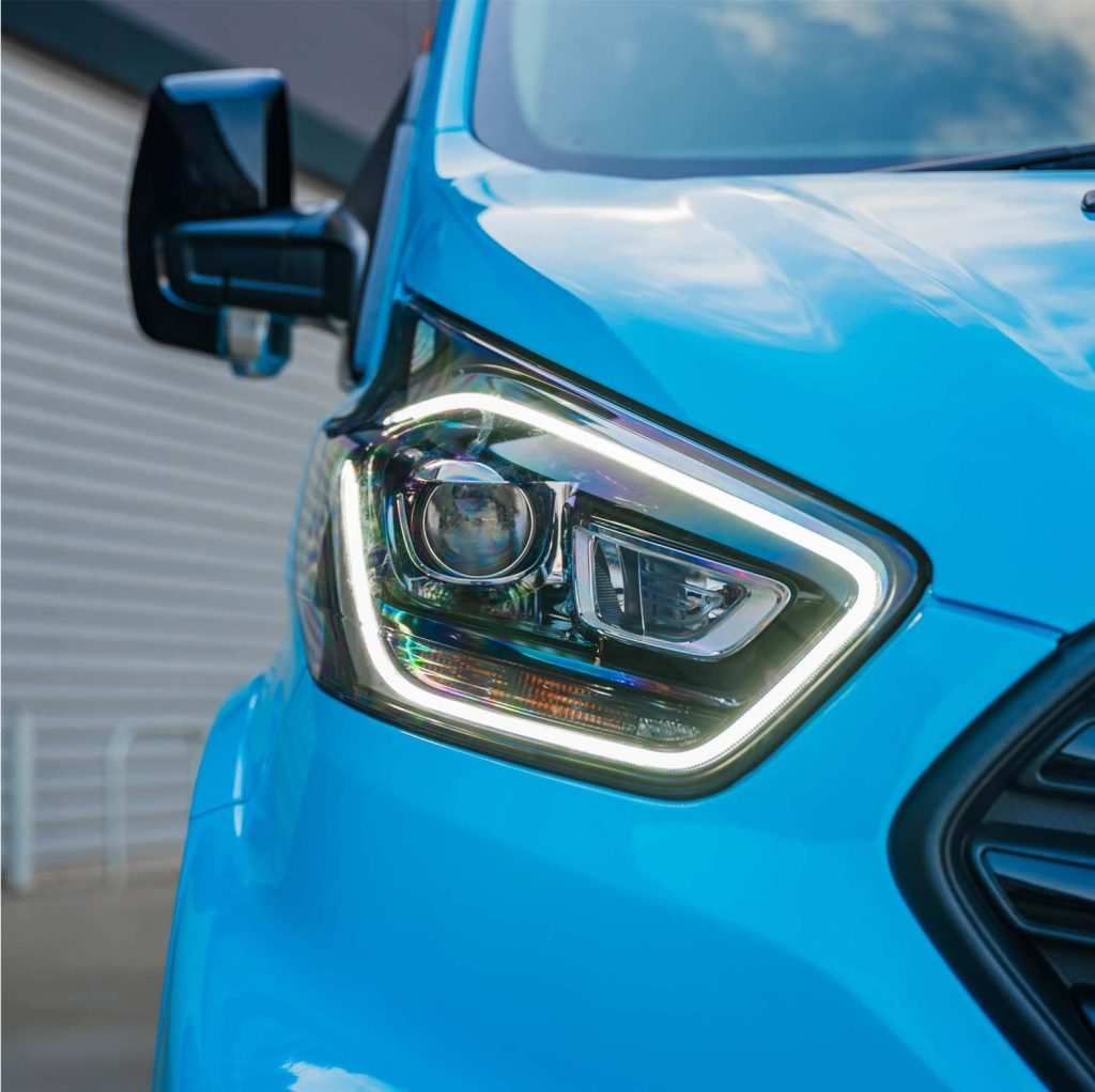 Customised Ford Transit Headlight closeup