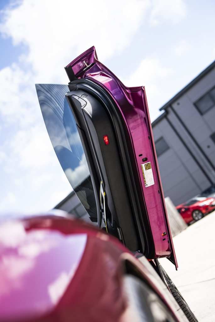 Lamborghini Aventador metallic wildberry juice opened door