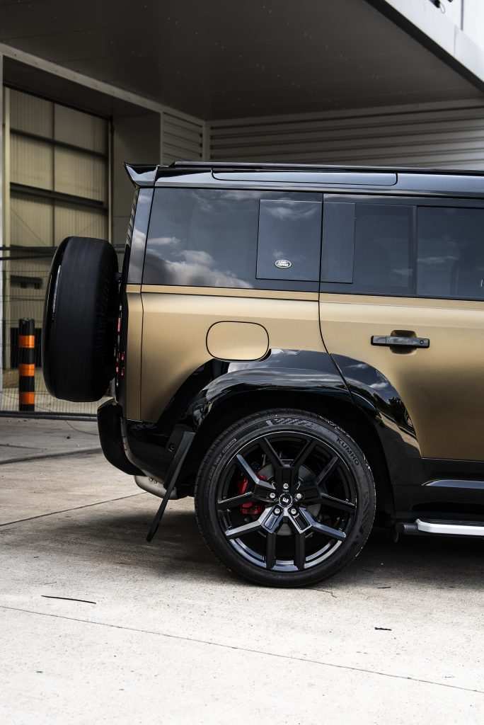 Defender 110 in PWF Matt Bond Gold with Urban Bodykit