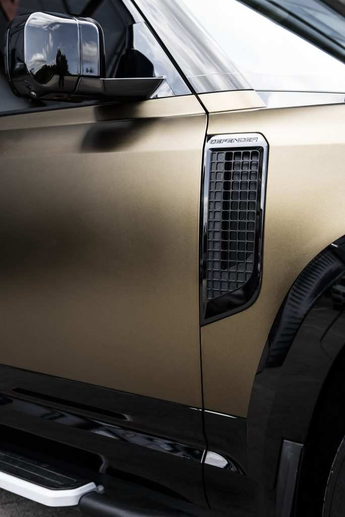 Defender 110 in PWF Matt Bond Gold with Urban Bodykit