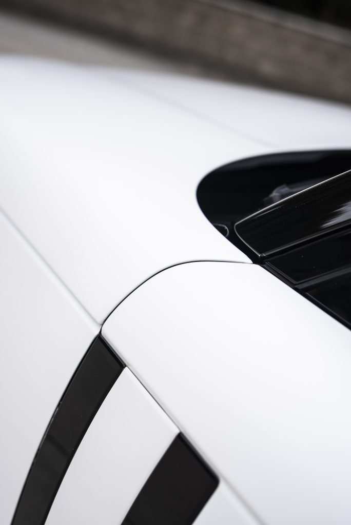 Close-up of Range Rover dechrome and satin PPF