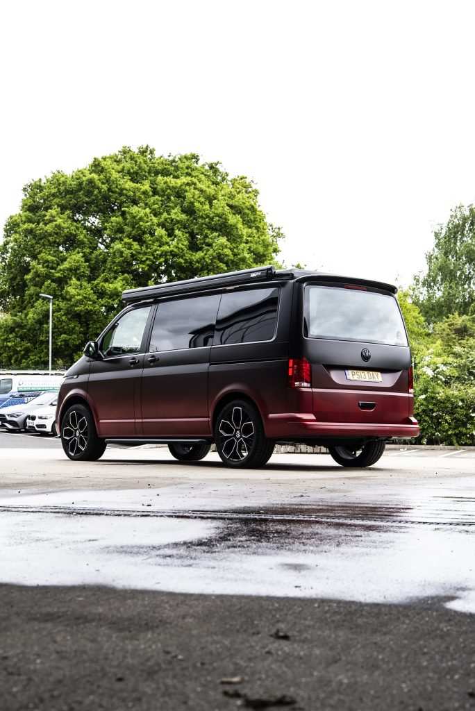Van wrapped in unique custom vinyl design
