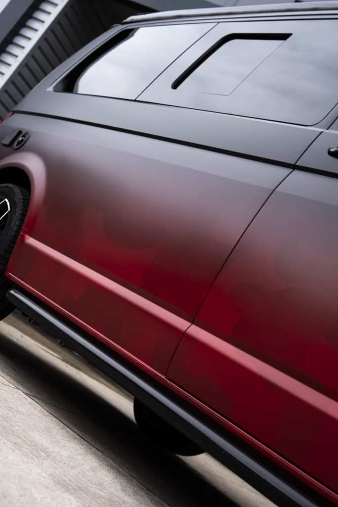Close-up of VW T6 custom wrap finish