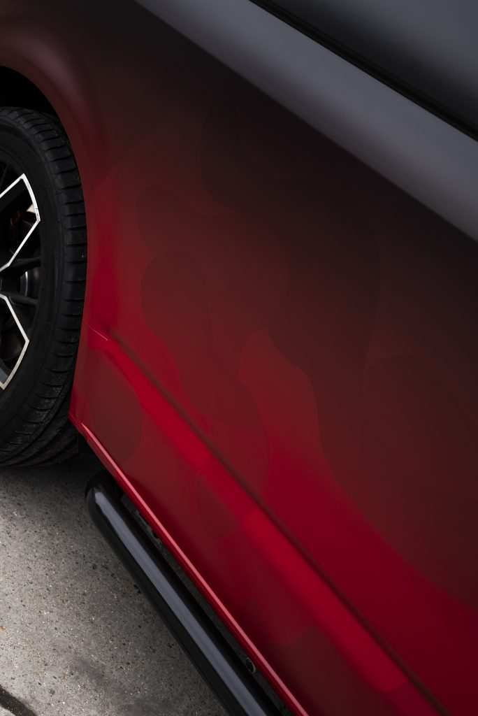 Close-up of VW T6 custom wrap finish