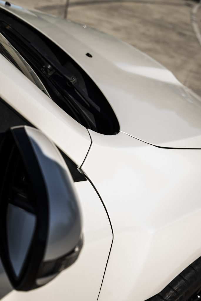 Close-up of 3M Satin Pearl White finish